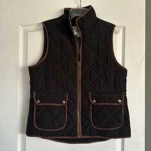 Black with brown trim quilted vest.